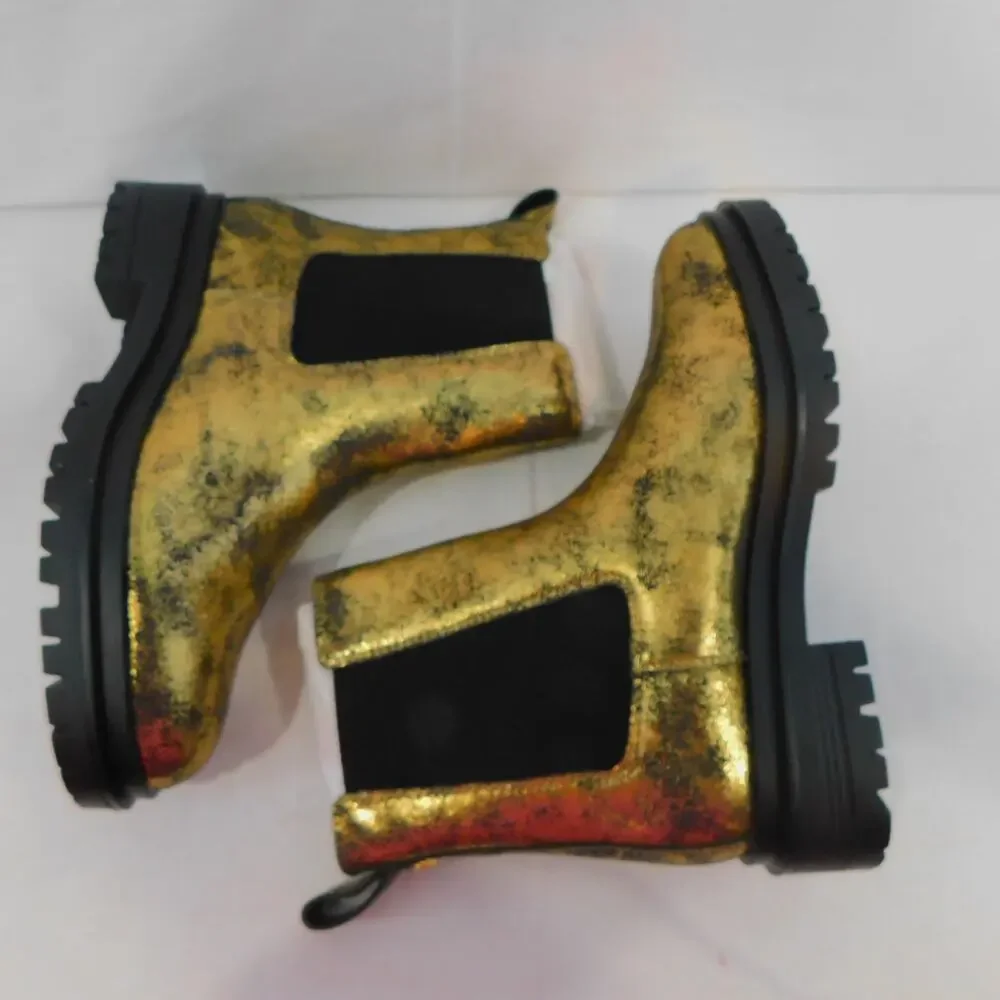 Ralph Lauren Womens Corinne Leather Distressed Metallic Booties Size 7.5 - Picture 7 of 11